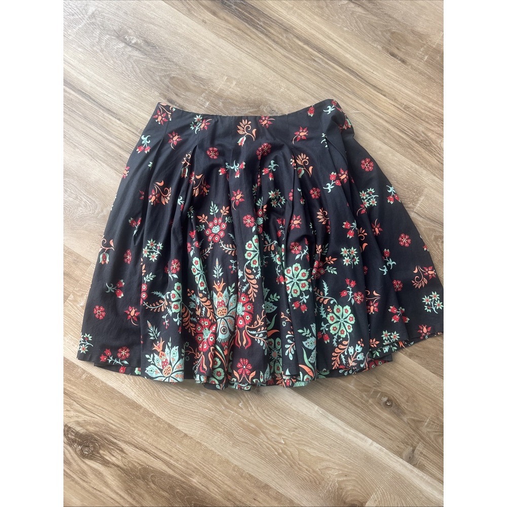 French Connection A Line Floral Skirt Pleated Size 10 Boho Retro Hippie Style